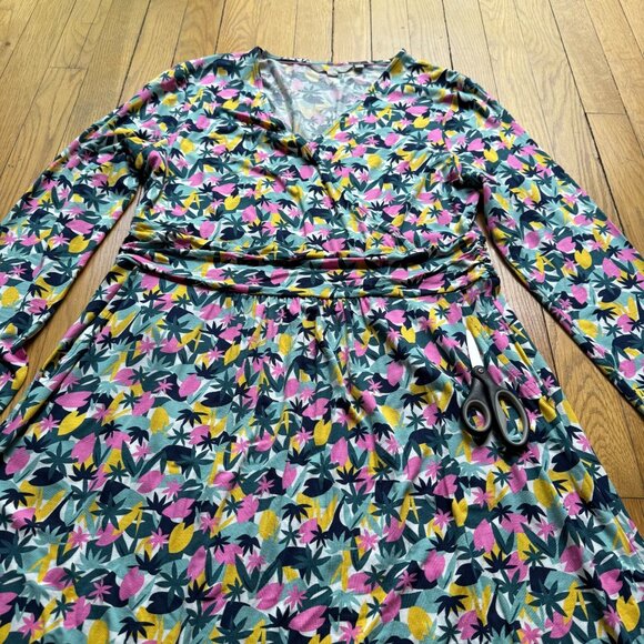 Boden 12R Womens Multicolored Abstract Palm Print Layla Jersey Knee Length Dress - Picture 10 of 16